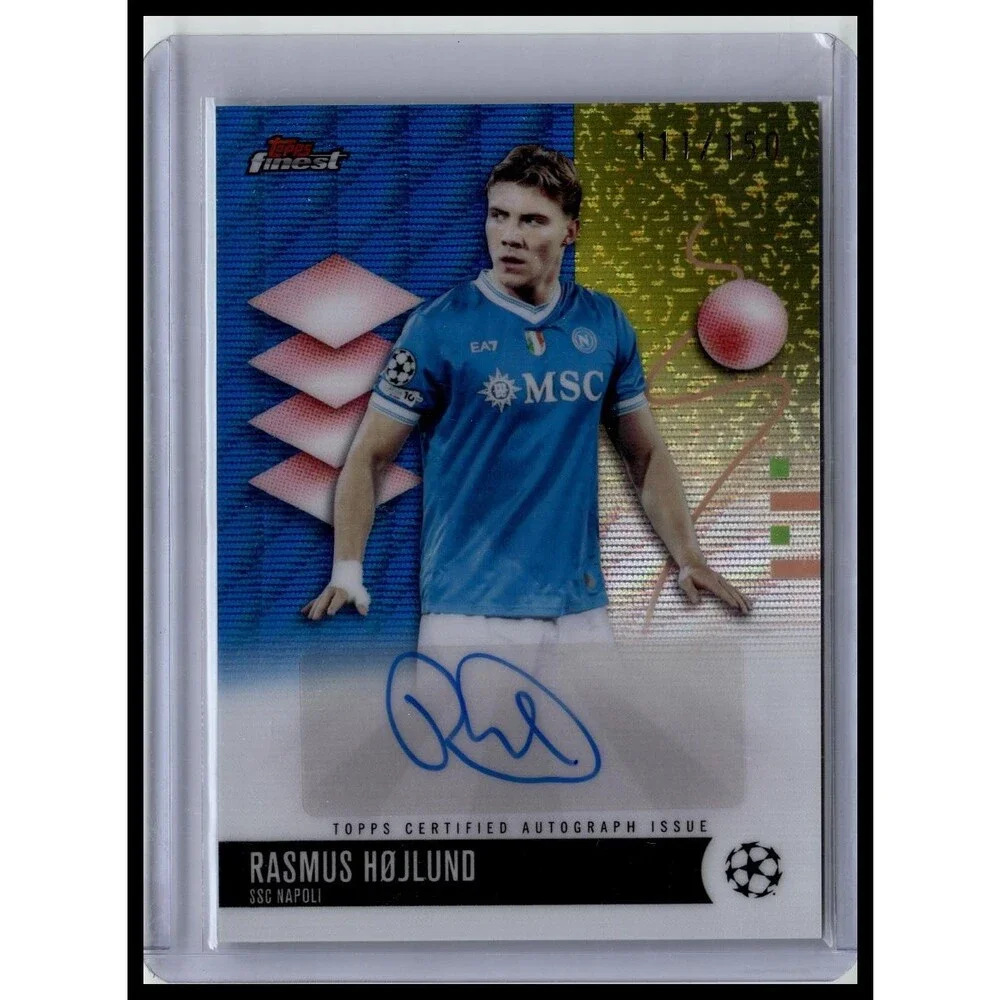 2025-26 Finest UEFA Rasmus Højlund #BA-HO Napoli Base Auto Blue Wave #/150